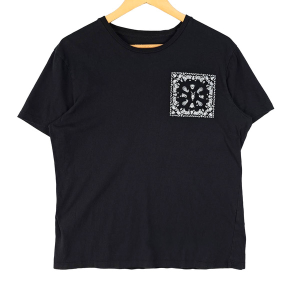 All Saints Badmanna Shirt Mens Size Large Black Paisley Short Sleeves Crew Neck - Picture 2 of 9